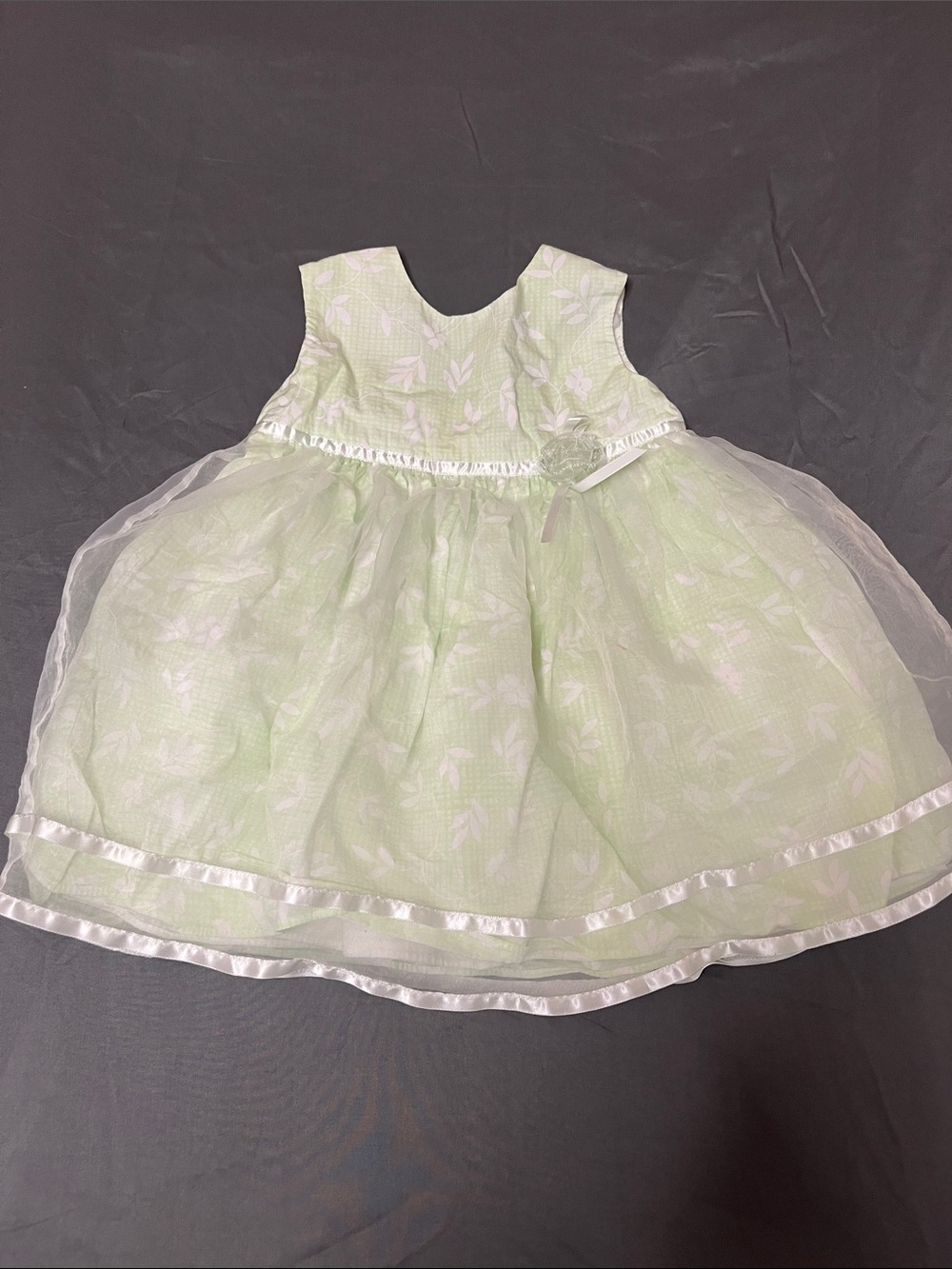 George Light Green Floral Tulle Party Dress